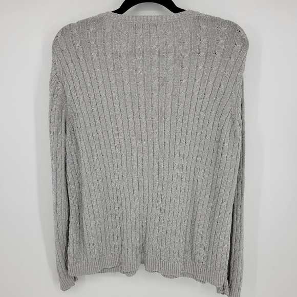 Pursuits, ltd Womens Lurex Chrome Thread Cable Knit V-Neck Sweater Size XXl - Picture 6 of 11